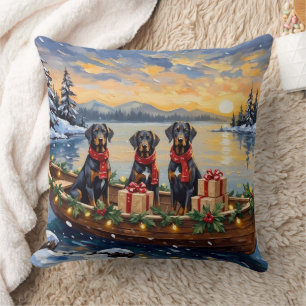 Cojín Decorativo Navidad en Barco con Weimaraner