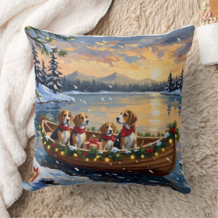 Cojín Decorativo Navidad en Barco de Beagle Fiesta