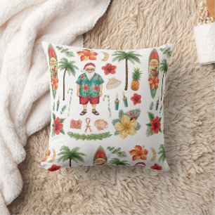 Cojín Decorativo Navidad en Hawaii con Santa Claus