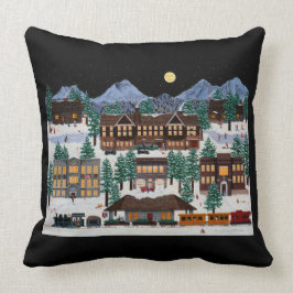Cojín Decorativo "Navidad en la curva histórica, Oregon "