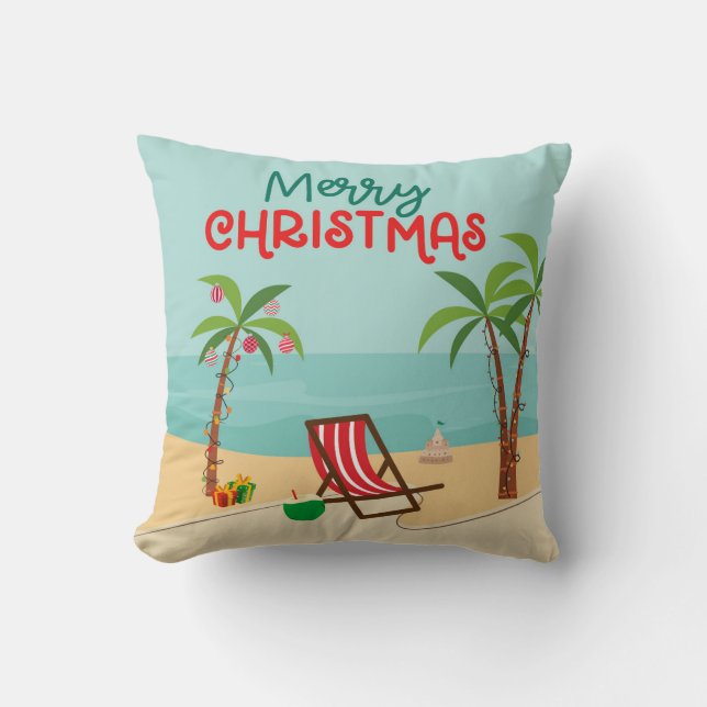 Cojín Decorativo Navidad en la playa (Anverso)