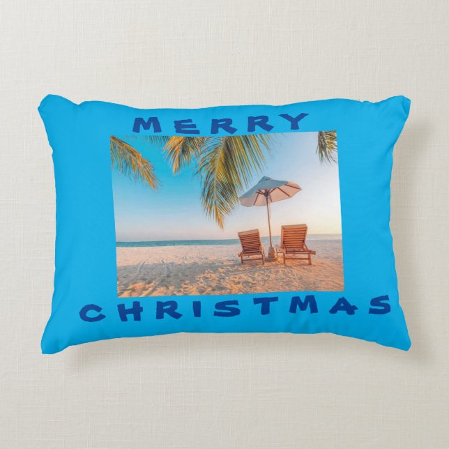 COJÍN DECORATIVO "NAVIDAD EN LA PLAYA* (Anverso)