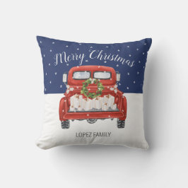 Cojín Decorativo Navidad Feliz Personalizada Camioneta Roja Vintage