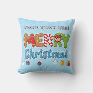 Cojín Decorativo Navidad Feliz Personalizada Texto Personalizado Fi