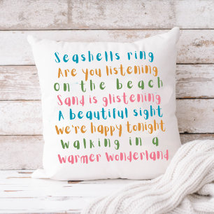 Cojín Decorativo Navidad Más Cálida Tipografía Tropical