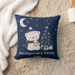 Cojín Decorativo Navidad Media Noche Personalizada | Azul Marino, P