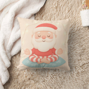 Cojín Decorativo Navidad Meditación Santa Yoga Rosa Personalizada