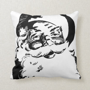 Cojín Decorativo Navidad negro y blanco Papá Noel del vintage retr