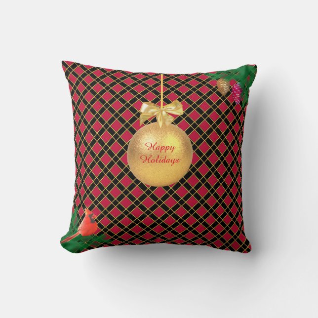 Cojín Decorativo Navidad Negro y Rojo (Anverso)