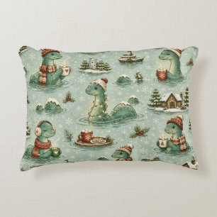 Cojín Decorativo Navidad Nessie Monstruo del Lago Ness Acogedores C