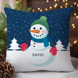Cojín Decorativo Navidad Niño Muñeco de Nieve Personalizado