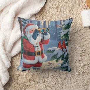 Cojín Decorativo Navidad Pájaro observador Santa Personalizado