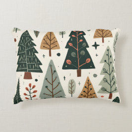 Cojín Decorativo Navidad Patrón de árbol vintage vacaciones