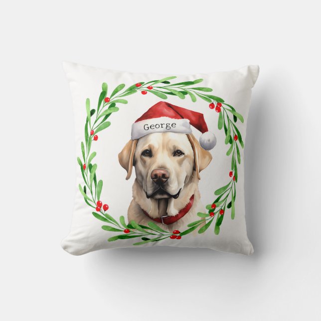 Cojín Decorativo Navidad perro amarillo labrador recuperador de San (Anverso)