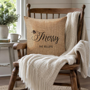 Cojín Decorativo Navidad Personalizada Abeja Alegre Granja