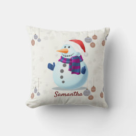 Cojín Decorativo Navidad personalizada para la familia Snowman