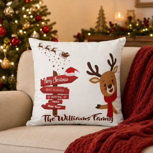 Cojín Decorativo Navidad Personalizada Reno Lindo