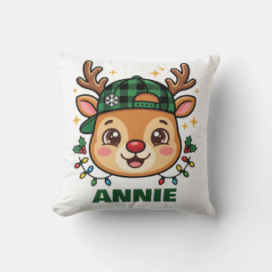 Cojín Decorativo Navidad Reno Ciervo Personalizado Moderno para Niñ