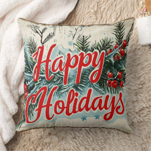 Cojín Decorativo Navidad Retro Vintage: Yuletide de mediados de sig
