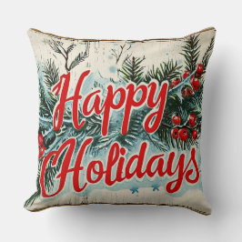Cojín Decorativo Navidad Retro Vintage: Yuletide de mediados de sig