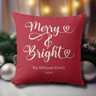 Cojín Decorativo Navidad Roja Personalizada Alegre y Brillante