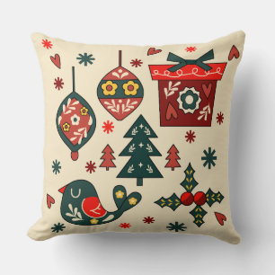 Cojín Decorativo Navidad Roja y Crema Nórdica