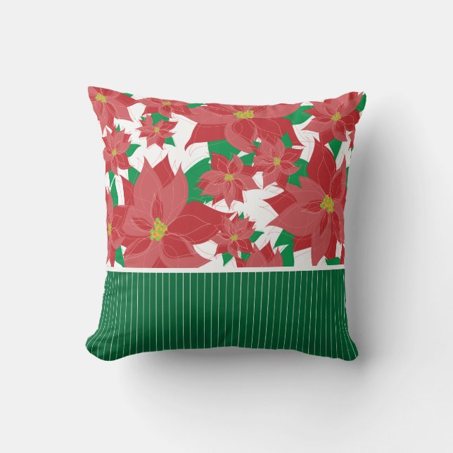 Cojín Decorativo Navidad rojo del Poinsettia (Anverso)