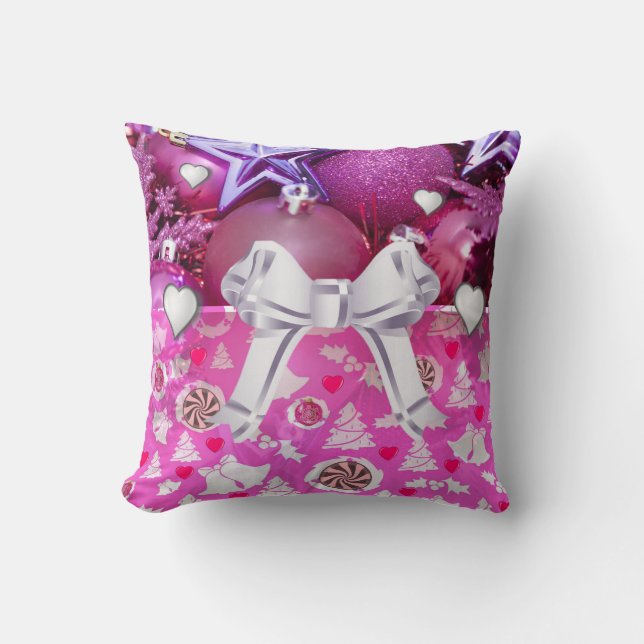 Cojín decorativo navidad, rosa (Anverso)