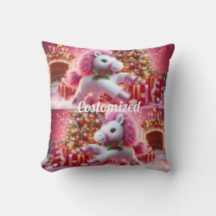Cojín Decorativo Navidad rosa de unicornio