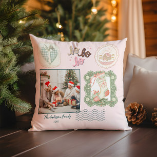 Cojín Decorativo Navidad Rosa Verde Retro