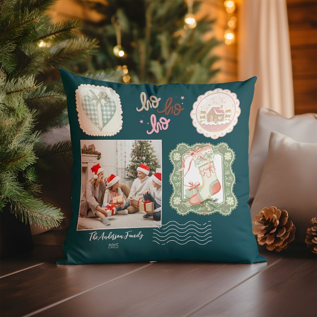 Cojín Decorativo Navidad Rosa Verde Retro (Subido por el creador)