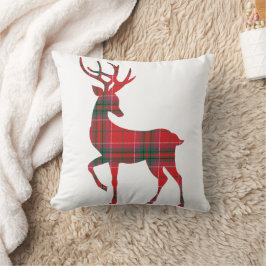 Cojín Decorativo Navidad Rústica Cuadros Rojo Verde Reno