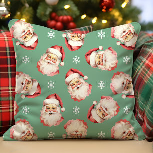 Cojín Decorativo Navidad Santa Claus Retro Vintage Verde