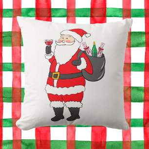Cojín Decorativo Navidad Santa Vino Tinto Bolsa Festiva