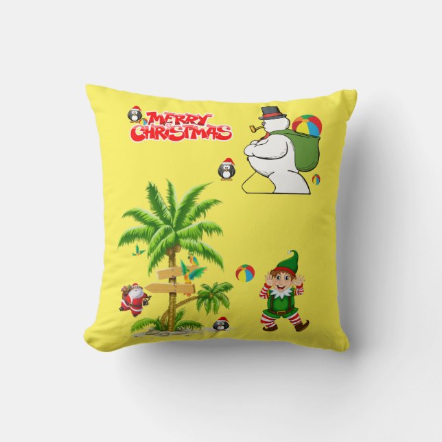 Cojín decorativo navidad, Summer Beach Bum Santa (Anverso)