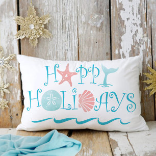 Cojín Decorativo Navidad Tipografía Playa Feliz del Litoral