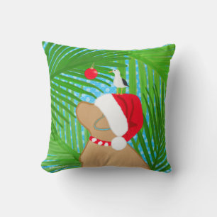 Cojín Decorativo Navidad Tropical Santa Gaviota Dorada