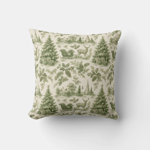 Cojín Decorativo Navidad Verde Toile de Jouy País Francés 