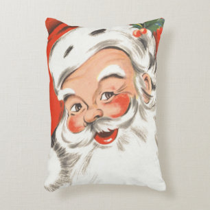 Cojín Decorativo Navidad Vintage, alegre Papá Noel con sonrisa