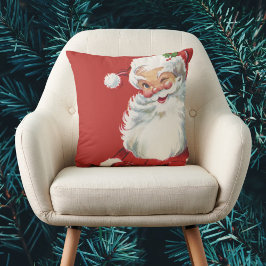 Cojín Decorativo Navidad Vintage, Alegre Santa Claus Guiñando