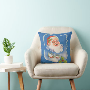 Cojín Decorativo Navidad Vintage, alegre Santa Claus retro