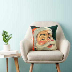 Cojín Decorativo Navidad Vintage, Alegre Santa Claus Retro de los 5
