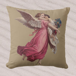Cojín Decorativo Navidad Vintage, Ángel Guardián Victoriano