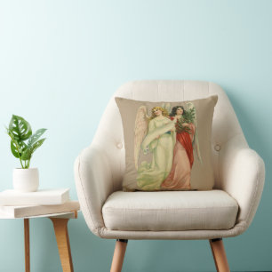 Cojín Decorativo Navidad Vintage, Ángel Victoriano Antiguo Recortad