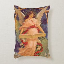 Cojín Decorativo Navidad Vintage, Ángel Victoriano Leyendo la Bibli