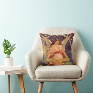 Cojín Decorativo Navidad Vintage, Ángel Victoriano Leyendo la Bibli