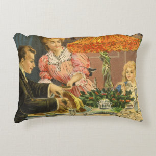 Cojín Decorativo Navidad Vintage, Cena Familiar Victoriana