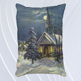Cojín Decorativo Navidad Vintage, Iglesia de Invierno en la Nieve c