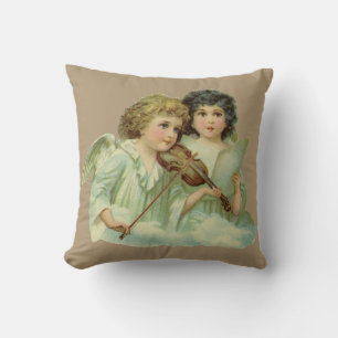 Cojín Decorativo Navidad Vintage, Música de Ángeles Victorianos Vio