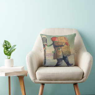 Cojín Decorativo Navidad Vintage, Niño con Paquete Grande
